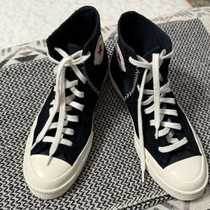 Converse Black Chuck 70 Crafted
Leather High Egret Sneakers Sz-6.5M/8.5W